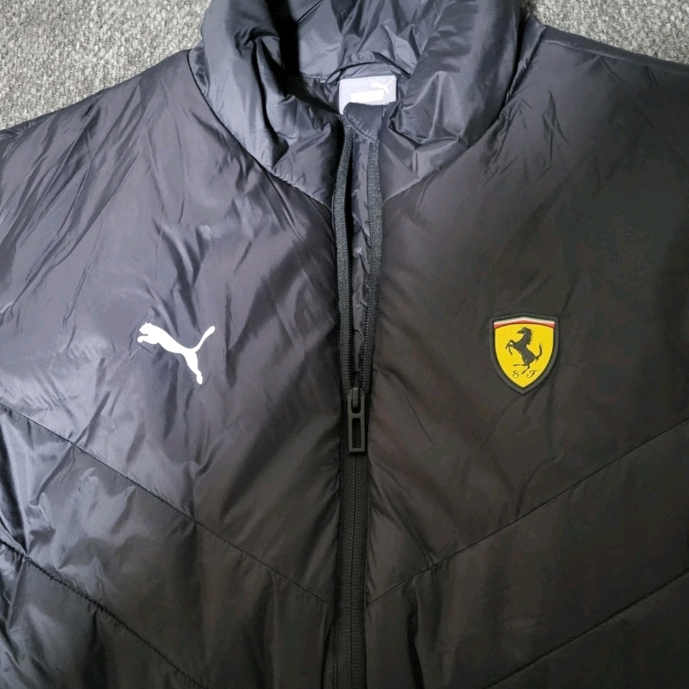 Puma Black Quilted Ferrari Shield Puffer Scuderia Sz L Collaboration